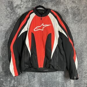 Alpinestars Motorcycle Jacket XL Black Red Mesh Armor Pocket Padded Riding Gear